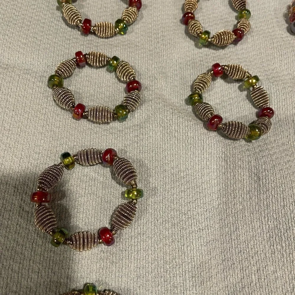 Multicolored Silver Wire Purple and Green Napkin Rings 2 sets of 6 Each = 12